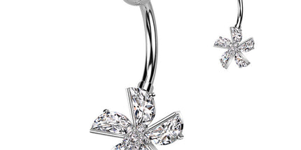 CZ Flower With CZ Pave Center Navel