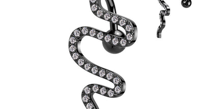Top Drop Clear Crystal Jewelled Snake Navel