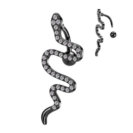 Top Drop Clear Crystal Jewelled Snake Navel