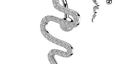 Top Drop Clear Crystal Jewelled Snake Navel