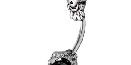 Claw Holding Black Ball with Skull Top Navel