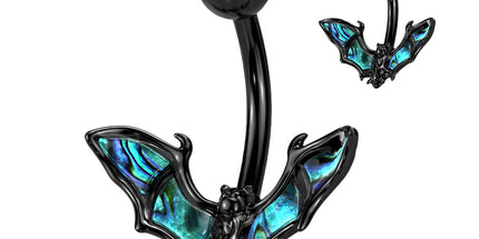 Bat with Abalone Shell Wings Navel