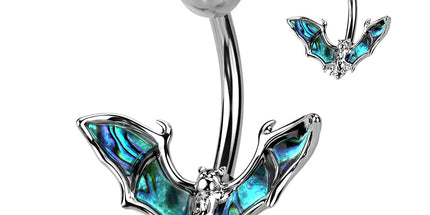 Bat with Abalone Shell Wings Navel