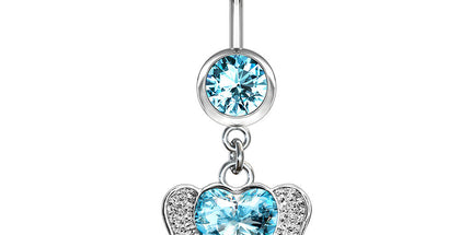 Crystal Heart Elephant Dangle Navel