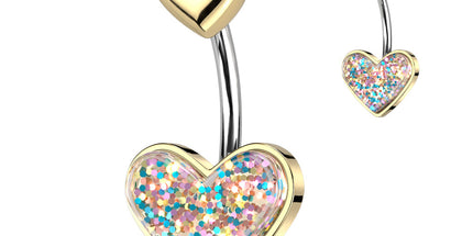 Glitter Heart With Heart Top Navel