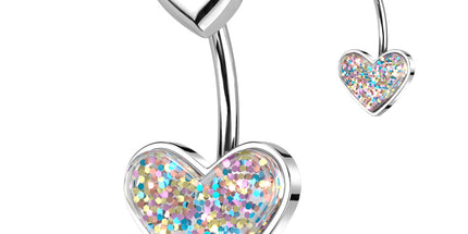 Glitter Heart With Heart Top Navel