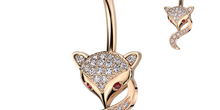 Foxy Navel With Pave CZ and Red CZ Eyes