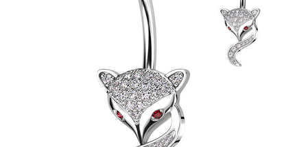 Foxy Navel With Pave CZ and Red CZ Eyes