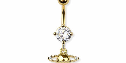 Space Saturn dangle 316l surgical steel navel belly ring