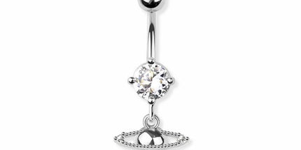 Space Saturn dangle 316l surgical steel navel belly ring