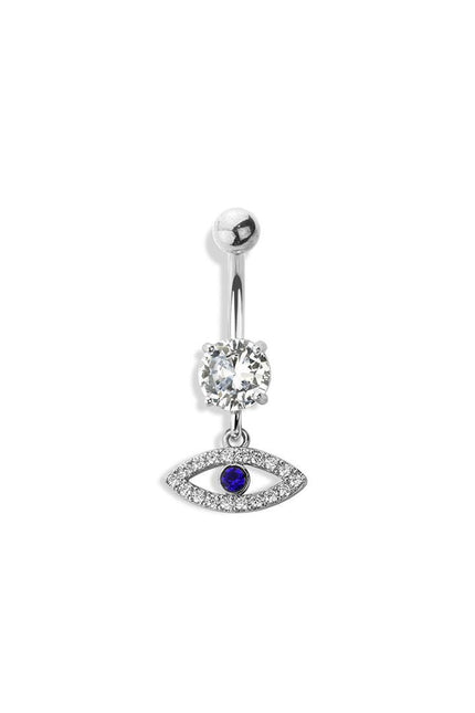 CZ evil eye 316l surgical steel navel ring