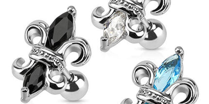 Fleur De Lis Jewelled Barbell