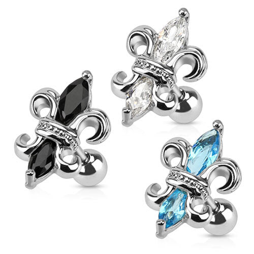 Fleur De Lis Jewelled Barbell