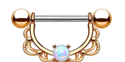 Prongset Opal Filigree Nipple Barbell
