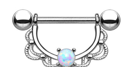 Prongset Opal Filigree Nipple Barbell