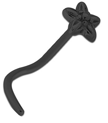 Black Steel PVD Flower Nose Stud