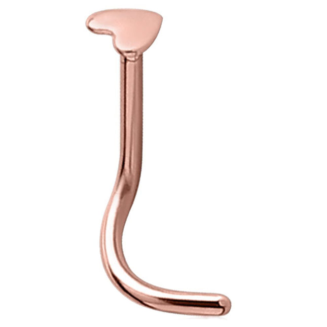 Rose Gold PVD Heart Nose Stud