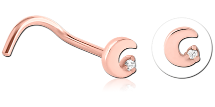 Jewelled Moon Nose Stud In Black, Rose Gold & Silver