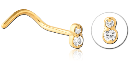 Double Jewelled Eight Nose Stud In Gold, Black, Silver & Rose Gold