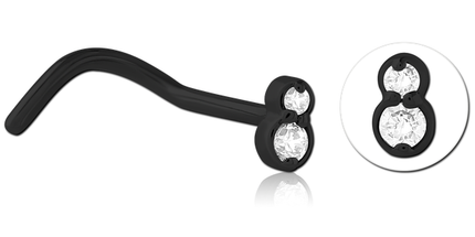 Double Jewelled Eight Nose Stud In Gold, Black, Silver & Rose Gold