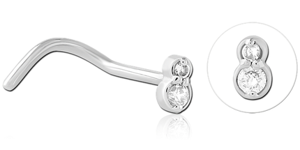 Double Jewelled Eight Nose Stud In Gold, Black, Silver & Rose Gold