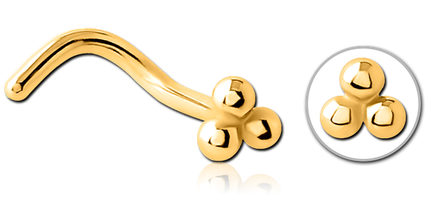 Triple Ball Cluster Nose Stud - In Gold, Silver, Gold & Rose Gold