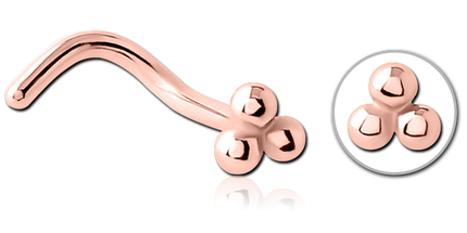 Triple Ball Cluster Nose Stud - In Gold, Silver, Gold & Rose Gold