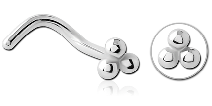 Triple Ball Cluster Nose Stud - In Gold, Silver, Gold & Rose Gold