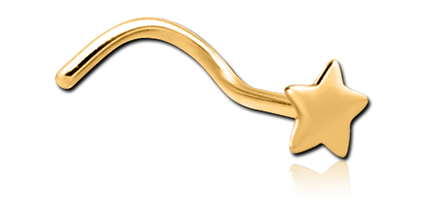 Star Nose Stud In Bright Gold PVD  & Black Steel PVD
