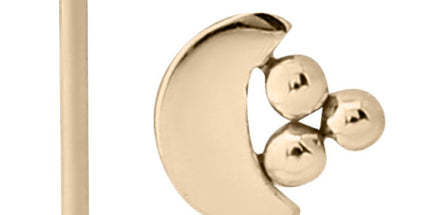 14k Gold Straight Micro Beaded Moon Nose Stud
