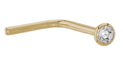 18ct Yellow Gold GNS Style Dog Leg Nose Studs
