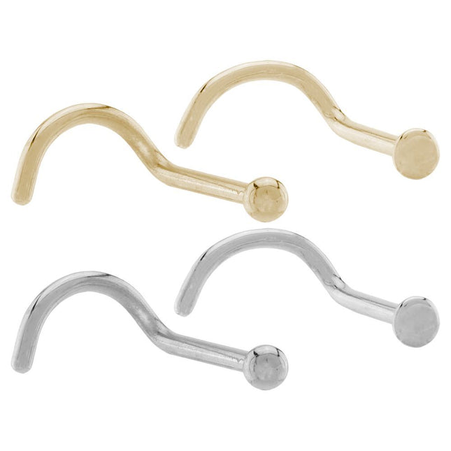 Gold Nose Stud Ball and Flat 9ct or 18ct White or Yellow Gold
