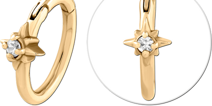 Gold Plated Surgical Steel Clicker with Star and Clear Gem
