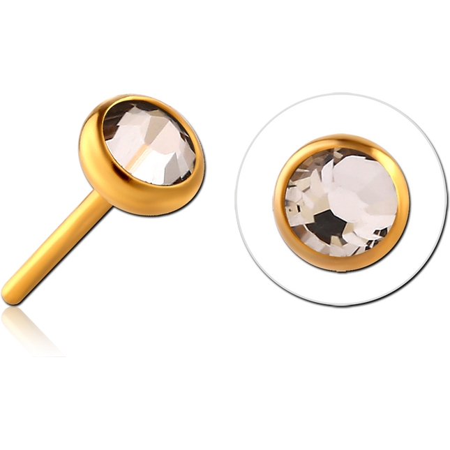 Gold PVD 18k coated surgical steel jewelled threadless disc.