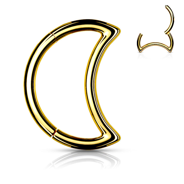 316L Surgical Steel Hinged Segment Hoop Ring With Beaded Ball Line Gold & Silver Colours