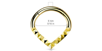 Hinged Segment Hoop Ring With Pyramid Cut Chevron