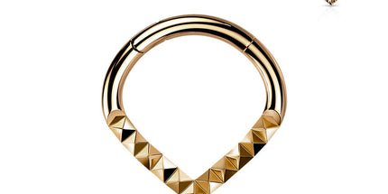 Hinged Segment Hoop Ring With Pyramid Cut Chevron