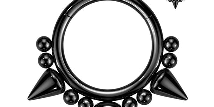Hinged Segment Hoop Ring With 3 Spikes and Balls