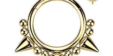 Hinged Segment Hoop Ring With 3 Spikes and Balls