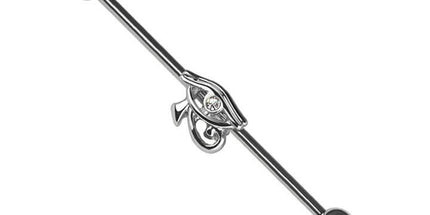Horus eye with gem 316l surgical steel industrial barbell