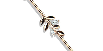 Clear Crystal Set Leaf Industrial Barbell 316L Surgical Steel