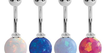 Internally Threaded Prong Set Synthetic Opal Navel