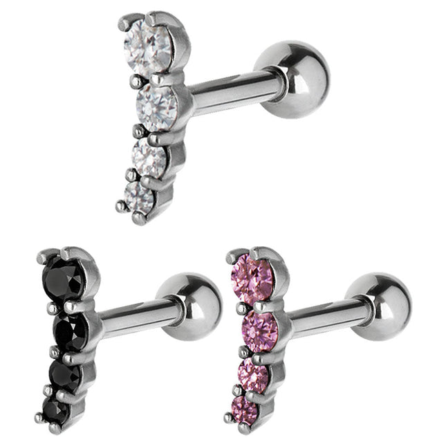 Steel Micro Set Jewelled Barbell