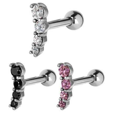 Steel Micro Set Jewelled Barbell