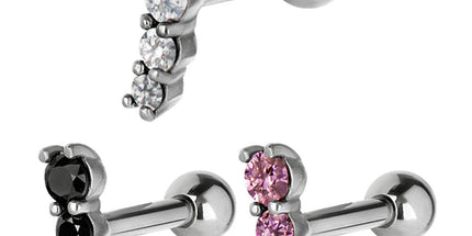 Steel Micro Set Jewelled Barbell