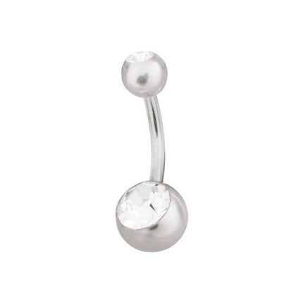 Steel Basicline Double Jewelled Pearl Navel Bananabell