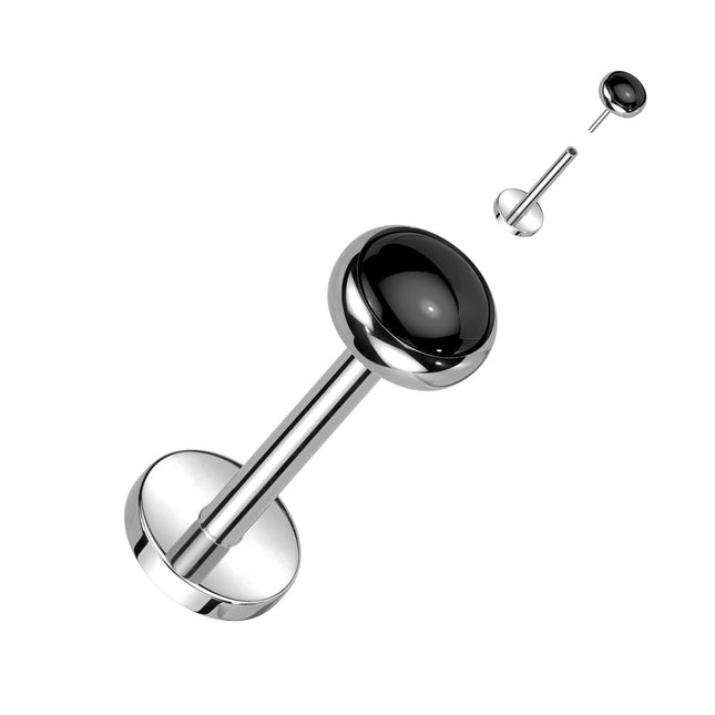 Threadless Titanium Labret With Bezel Set Natural Stone Top