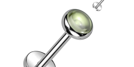 Threadless Titanium Labret With Bezel Set Natural Stone Top