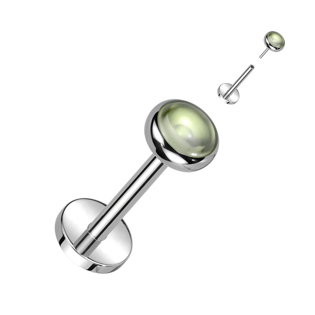 Threadless Titanium Labret With Bezel Set Natural Stone Top