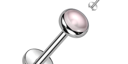 Threadless Titanium Labret With Bezel Set Natural Stone Top